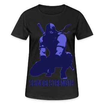 Shinobi Strength Blue Ninja Gym Shirt – Discipline - T-shirt respirant Femme - noir - Devant - AI Model Female 172 light (172cm)