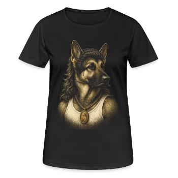 Mullet German Shepherd 80s Funny Dog Meme - Women's Breathable T-Shirt - black - Front - AI Model Female 172 light (172cm)