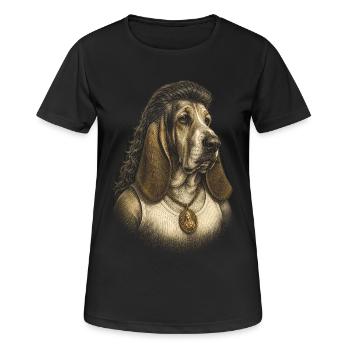 Mème du chien drôle des années 80 Mullet Basset Hound - T-shirt respirant Femme - noir - Devant - AI Model Female 172 light (172cm)