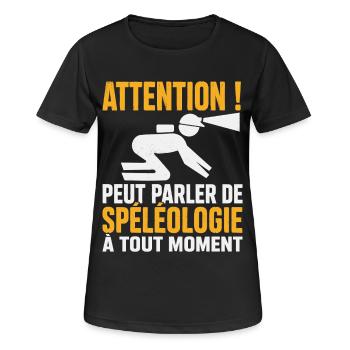 Spéléologie Cadeau humour personnalisé - T-shirt respirant Femme - noir - Devant - AI Model Female 172 light (172cm)