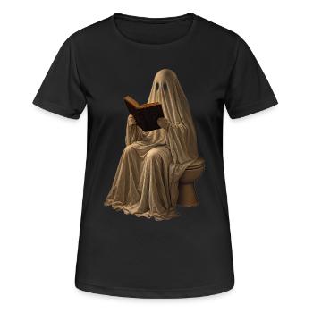 Ghost Reads Book Sweat à capuche toilettes Halloween rétro - T-shirt respirant Femme - noir - Devant - AI Model Female 172 light (172cm)