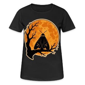 Mothman Moth Full Moon T-Shirt Halloween Vintage - Women's Breathable T-Shirt - black - Front - AI Model Female 172 light (172cm)