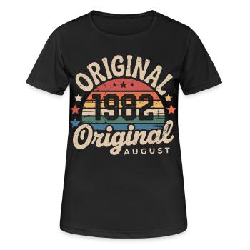 Original August 1982 Vintage Anniversary 1982 - Women's Breathable T-Shirt - black - Front - AI Model Female 172 light (172cm)