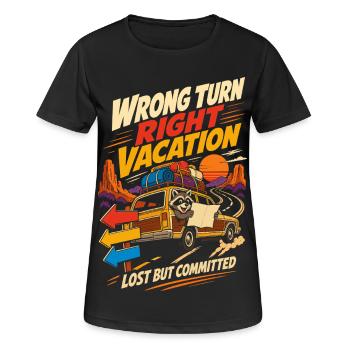 Wrong Turn Right Vacation Roadtrip Humor - Women's Breathable T-Shirt - black - Front - AI Model Female 172 light (172cm)