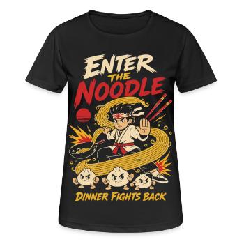 Enter the Noodle Martial Arts Ramen Humor - Women's Breathable T-Shirt - black - Front - AI Model Female 172 light (172cm)