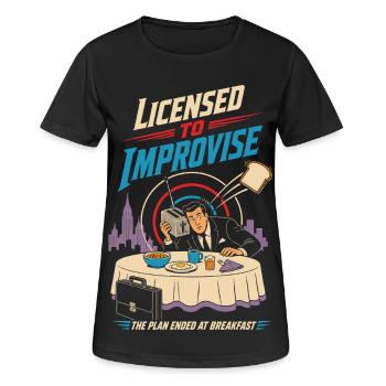 Licensed to Improvise Breakfast Chaos - Women's Breathable T-Shirt - black - Front - AI Model Female 172 light (172cm)