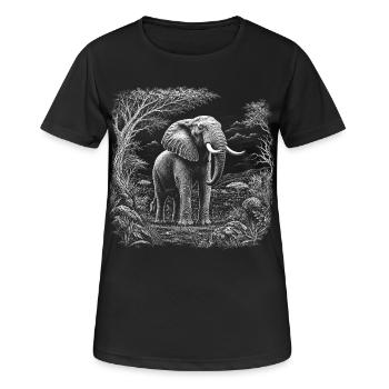 African elephant in wild savannah landscape - Women's Breathable T-Shirt - black - Front - AI Model Female 172 light (172cm)