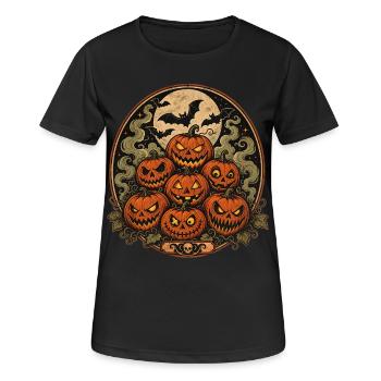 Spooky Halloween pumpkins with bats - Women's Breathable T-Shirt - black - Front - AI Model Female 172 light (172cm)