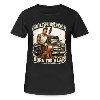 Rockabilly Double Bass Classic Car - Built For Speed - Women's Breathable T-Shirt - black - Front - AI Model Female 172 light (172cm)