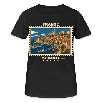 France Marseille Vintage Travel Brand - Women's Breathable T-Shirt - black - Front - AI Model Female 172 light (172cm)