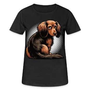 Long-haired Dachshund Dachshund Holder Dachshund Tekkel - Women's Breathable T-Shirt - black - Front - AI Model Female 172 light (172cm)