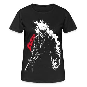 Raging Demonic Flames Oni Warrior - Women's Breathable T-Shirt - black - Front - AI Model Female 172 light (172cm)