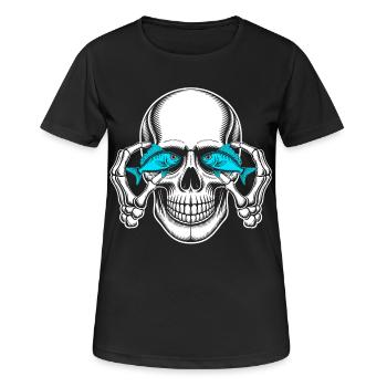Skull with blue fish eyes - Women's Breathable T-Shirt - black - Front - AI Model Female 172 light (172cm)