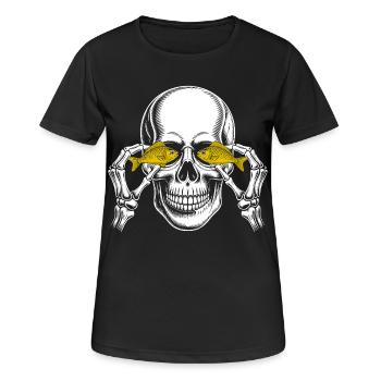 Skull with yellow fish eyes - Women's Breathable T-Shirt - black - Front - AI Model Female 172 light (172cm)