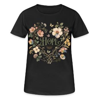 Hope Floral Heart T-Shirt Botanical Vintage Floral - Women's Breathable T-Shirt - black - Front - AI Model Female 172 light (172cm)