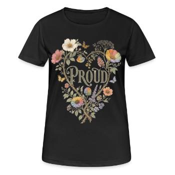 T-shirt fier en forme de cœur floral LGBTQ Pride vintage - T-shirt respirant Femme - noir - Devant - AI Model Female 172 light (172cm)