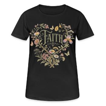 Faith Floral Heart Hoodie Vintage Cottagecore - Women's Breathable T-Shirt - black - Front - AI Model Female 172 light (172cm)