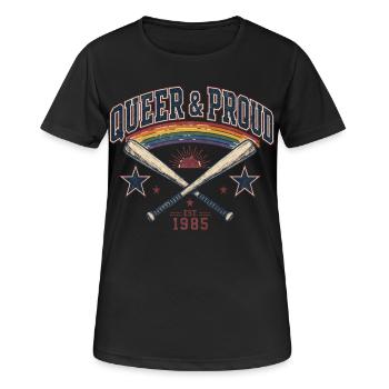 Queer & Proud Baseball T-Shirt Vintage Pride Retro - Women's Breathable T-Shirt - black - Front - AI Model Female 172 light (172cm)