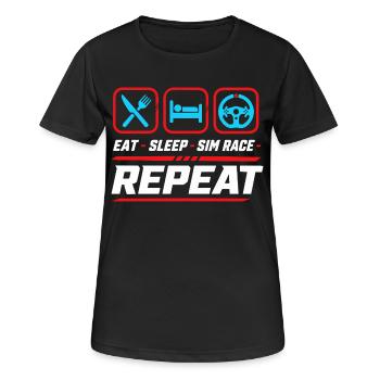 Eat sleep sim race repeat for sim racing fans - Women's Breathable T-Shirt - black - Front - AI Model Female 172 light (172cm)