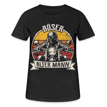 Vieil Homme Maléfique | Un motard rétro qui dit | Moto - T-shirt respirant Femme - noir - Devant - AI Model Female 172 light (172cm)