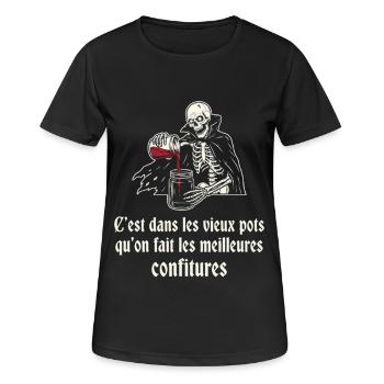 Squelette gourmet des vieux pots - T-shirt respirant Femme - noir - Devant - AI Model Female 172 light (172cm)