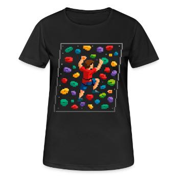Retro Pixel Art Bouldering 8-Bit Climbing Wall - Women's Breathable T-Shirt - black - Front - AI Model Female 172 light (172cm)
