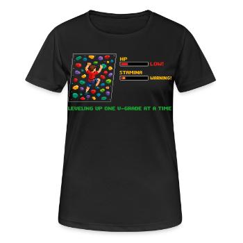 Bloc rétro en pixel art : Dire monter de niveau - T-shirt respirant Femme - noir - Devant - AI Model Female 172 light (172cm)