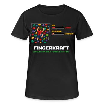 Retro Pixel Art Bouldering: Leveling Up Saying - Women's Breathable T-Shirt - black - Front - AI Model Female 172 light (172cm)