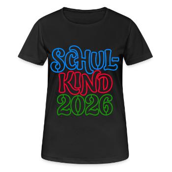 Écolier 2026 | Optique néon | Inscription scolaire - T-shirt respirant Femme - noir - Devant - AI Model Female 172 light (172cm)
