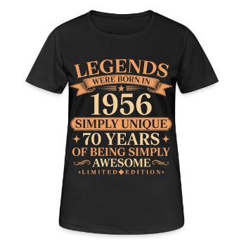 Né en 1956 Unique 70 ans - T-shirt respirant Femme - noir - Devant - AI Model Female 172 light (172cm)