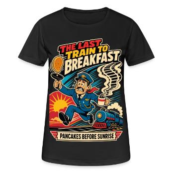 Le dernier train pour le petit-déjeuner – Humour ferroviaire - T-shirt respirant Femme - noir - Devant - AI Model Female 172 light (172cm)