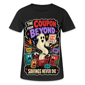 Coupon d’Au-delà – Sparfuchs Horror Humour - T-shirt respirant Femme - noir - Devant - AI Model Female 172 light (172cm)