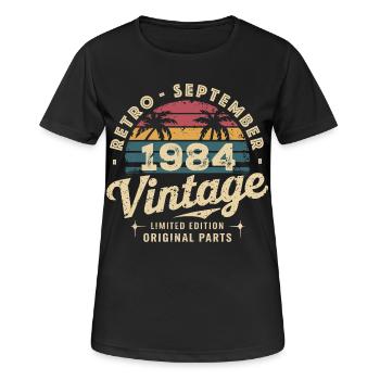 Vintage Septembre 1984 Édition Limitée Septembre - T-shirt respirant Femme - noir - Devant - AI Model Female 172 light (172cm)