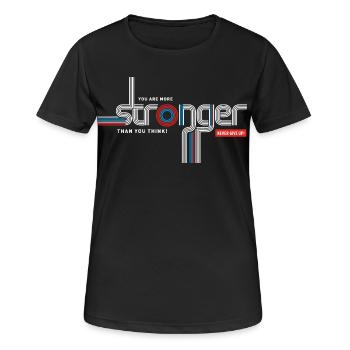Plus fort que tu ne crois – Typo rétro - T-shirt respirant Femme - noir - Devant - AI Model Female 172 light (172cm)