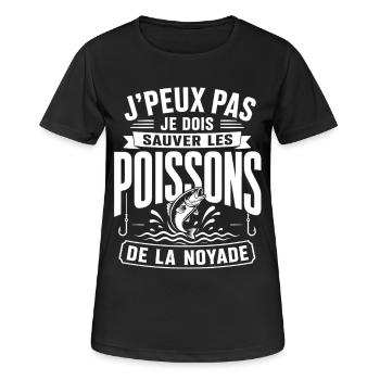 Humour Pêcheur, Cadeau Pêche Drôle - T-shirt respirant Femme - noir - Devant - AI Model Female 172 light (172cm)