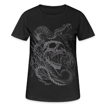 Dunkler Heavy Metal Goth Skull und Schlange  - Frauen T-Shirt atmungsaktiv - Schwarz - Vorne - AI Model Female 172 light (172cm)