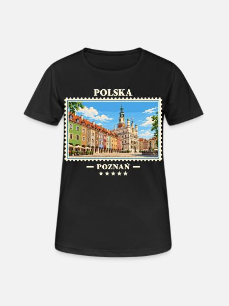 Polska Poznań Vintage Reisemarke - Frauen T-Shirt atmungsaktiv - Schwarz