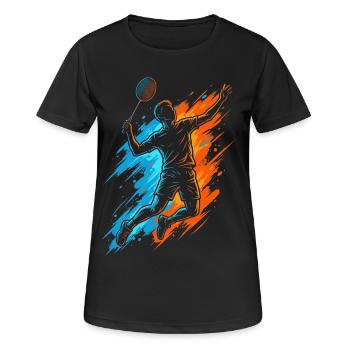 Federball Badmintonspieler Herren Badminton Kinder - Frauen T-Shirt atmungsaktiv - Schwarz - Vorne - AI Model Female 172 light (172cm)