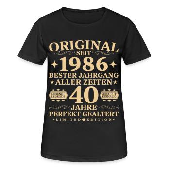40 Jahre alt Geburtstag 1986 Jahrgang Geschenkidee - Frauen T-Shirt atmungsaktiv - Schwarz - Vorne - AI Model Female 172 light (172cm)