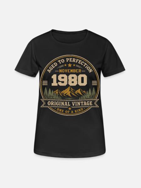November 1980 Vintage Mountain Retro November 1980 - Frauen T-Shirt atmungsaktiv - Schwarz