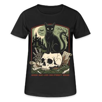 Halloween Katze - Frauen T-Shirt atmungsaktiv - Schwarz - Vorne - AI Model Female 172 light (172cm)