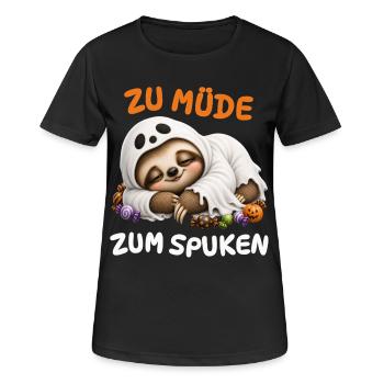 Zu Müde Zum Spuken – Faultier Geist Kinder - Frauen T-Shirt atmungsaktiv - Schwarz - Vorne - AI Model Female 172 light (172cm)