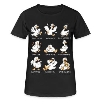 Gans Lustig Wild Verrückt Gänse Wortspiel - Frauen T-Shirt atmungsaktiv - Schwarz - Vorne - AI Model Female 172 light (172cm)