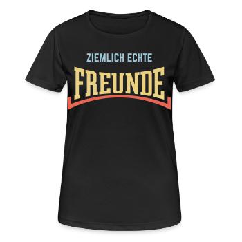 Ziemlich Echte Freunde (Freundschaft / Konkav / 3) - Frauen T-Shirt atmungsaktiv - Schwarz - Vorne - AI Model Female 172 light (172cm)