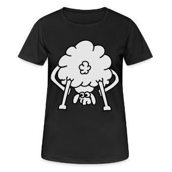 Bauer und Schaf Cartoon-Stil - Frauen T-Shirt atmungsaktiv - Schwarz - Vorne - AI Model Female 172 light (172cm)