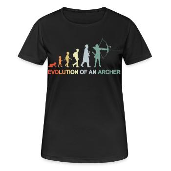 Bogenschützen Evolution - Frauen T-Shirt atmungsaktiv - Schwarz - Vorne - AI Model Female 172 light (172cm)