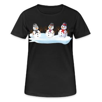 Snowmen - Schneemann Weihnachtstrupp - Frauen T-Shirt atmungsaktiv - Schwarz - Vorne - AI Model Female 172 light (172cm)