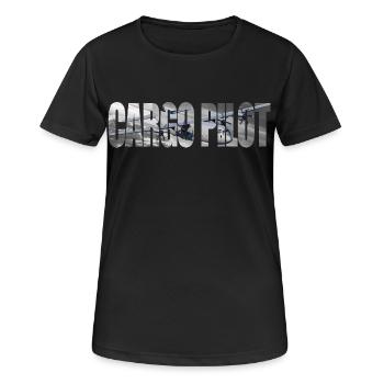 Cargo pilot C-130 - Frauen T-Shirt atmungsaktiv - Schwarz - Vorne - AI Model Female 172 light (172cm)