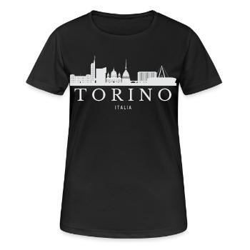 Turin Skyline, Turin Italie - T-shirt respirant Femme - noir - Devant - AI Model Female 172 light (172cm)