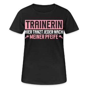 Entraîneur : Tout le monde danse au rythme de mon air ici - T-shirt respirant Femme - noir - Devant - AI Model Female 172 light (172cm)
